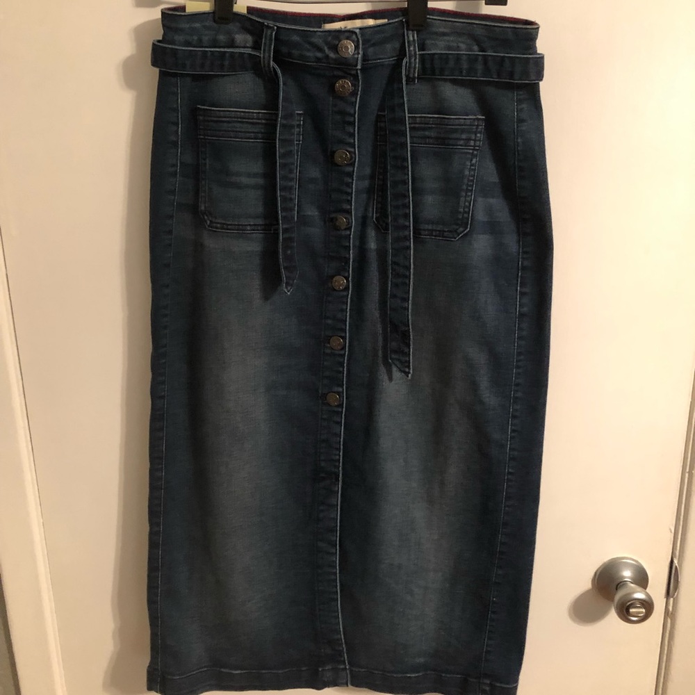 Cello Jeans High-Waisted Midi Denim Skirt